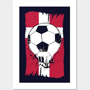 Vintage Danish Flag with Football // Retro Denmark Soccer Posters and Art